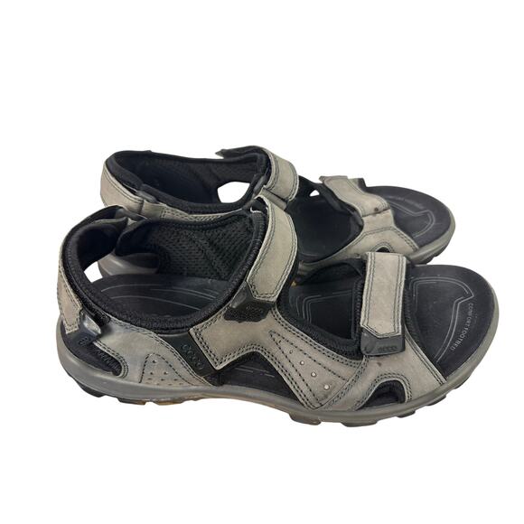 Ecco Offroad Lite sandals gray leather adjustable hook-and-loop straps 47/ 13